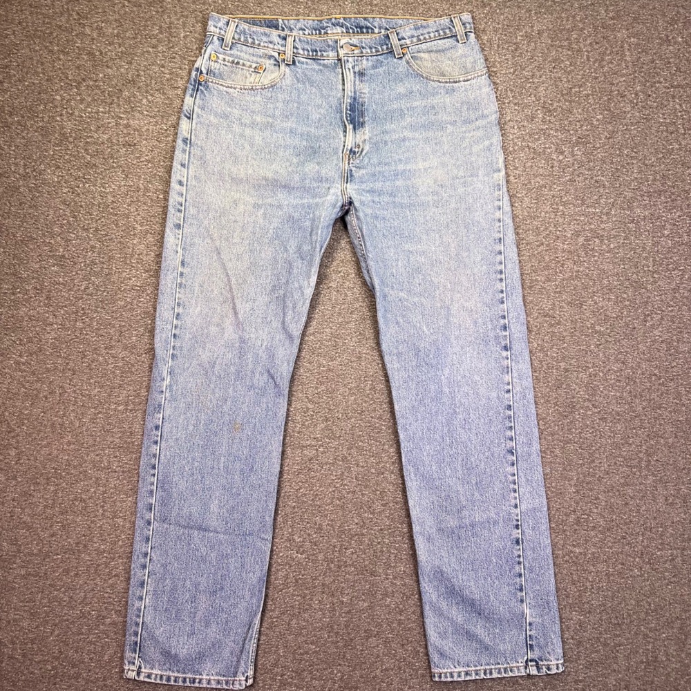 Levis 505 Jeans Mens 39x34 Light Wash Straight Regular Fit Casual 90s Vintage